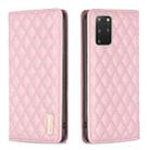 For Samsung Galaxy S20+ Diamond Lattice Magnetic Leather Flip Phone Case(Pink) - 1