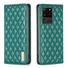 For Samsung Galaxy S20 Ultra Diamond Lattice Magnetic Leather Flip Phone Case(Green) - 1