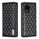 For Samsung Galaxy S20 Ultra Diamond Lattice Magnetic Leather Flip Phone Case(Black) - 1