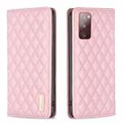 For Samsung Galaxy S20 FE Diamond Lattice Magnetic Leather Flip Phone Case(Pink) - 1
