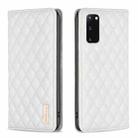 For Samsung Galaxy S20 Diamond Lattice Magnetic Leather Flip Phone Case(White) - 1