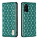 For Samsung Galaxy S20 Diamond Lattice Magnetic Leather Flip Phone Case(Green) - 1