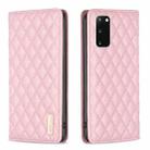 For Samsung Galaxy S20 Diamond Lattice Magnetic Leather Flip Phone Case(Pink) - 1