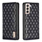 For Samsung Galaxy S21+ 5G Diamond Lattice Magnetic Leather Flip Phone Case(Black) - 1