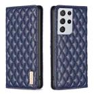 For Samsung Galaxy S21 Ultra 5G Diamond Lattice Magnetic Leather Flip Phone Case(Blue) - 1