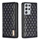 For Samsung Galaxy S21 Ultra 5G Diamond Lattice Magnetic Leather Flip Phone Case(Black) - 1