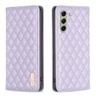 For Samsung Galaxy S21 FE 5G Diamond Lattice Magnetic Leather Flip Phone Case(Purple) - 1