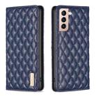For Samsung Galaxy S21 5G Diamond Lattice Magnetic Leather Flip Phone Case(Blue) - 1