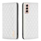 For Samsung Galaxy S21 5G Diamond Lattice Magnetic Leather Flip Phone Case(White) - 1