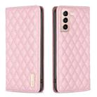 For Samsung Galaxy S21 5G Diamond Lattice Magnetic Leather Flip Phone Case(Pink) - 1