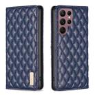 For Samsung Galaxy S22 Ultra 5G Diamond Lattice Magnetic Leather Flip Phone Case(Blue) - 1