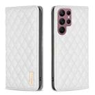 For Samsung Galaxy S22 Ultra 5G Diamond Lattice Magnetic Leather Flip Phone Case(White) - 1