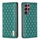 For Samsung Galaxy S22 Ultra 5G Diamond Lattice Magnetic Leather Flip Phone Case(Green) - 1