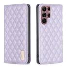 For Samsung Galaxy S22 Ultra 5G Diamond Lattice Magnetic Leather Flip Phone Case(Purple) - 1