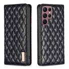 For Samsung Galaxy S22 Ultra 5G Diamond Lattice Magnetic Leather Flip Phone Case(Black) - 1
