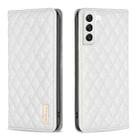 For Samsung Galaxy S22 5G Diamond Lattice Magnetic Leather Flip Phone Case(White) - 1