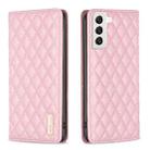 For Samsung Galaxy S22 5G Diamond Lattice Magnetic Leather Flip Phone Case(Pink) - 1