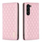 For Samsung Galaxy S23+ 5G Diamond Lattice Magnetic Leather Flip Phone Case(Pink) - 1