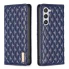 For Samsung Galaxy S23 5G Diamond Lattice Magnetic Leather Flip Phone Case(Blue) - 1