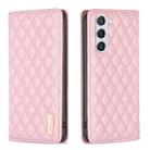 For Samsung Galaxy S23 5G Diamond Lattice Magnetic Leather Flip Phone Case(Pink) - 1