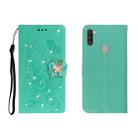 For OPPO A11 Horizontal Rhinestone Butterfly Embossed Leather Case with Card Slot & Wallet & Holder(Green) - 1