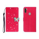 For OPPO A11 Horizontal Rhinestone Butterfly Embossed Leather Case with Card Slot & Wallet & Holder(Red) - 1