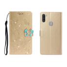 For OPPO A11 Horizontal Rhinestone Butterfly Embossed Leather Case with Card Slot & Wallet & Holder(Golden) - 1