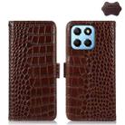 For Honor X8 5G Crocodile Top Layer Cowhide Leather Phone Case(Brown) - 1