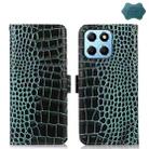 For Honor X8 5G Crocodile Top Layer Cowhide Leather Phone Case(Green) - 1