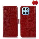 For Honor X8 5G Crocodile Top Layer Cowhide Leather Phone Case(Red) - 1