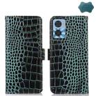 For Motorola Moto E22/E22i Crocodile Top Layer Cowhide Leather Phone Case(Green) - 1