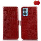 For Motorola Moto E22/E22i Crocodile Top Layer Cowhide Leather Phone Case(Red) - 1