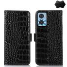 For Motorola Moto E22/E22i Crocodile Top Layer Cowhide Leather Phone Case(Black) - 1