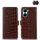 For Realme C33 4G Crocodile Top Layer Cowhide Leather Phone Case(Brown) - 1