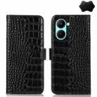 For Realme C33 4G Crocodile Top Layer Cowhide Leather Phone Case(Black) - 1