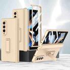 For Samsung Galaxy Z Fold4 5G GKK Vertical Stripe Magnetic Hinge Flip Phone Case(Champagne Gold) - 1