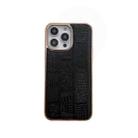 For iPhone 13 Pro Nano Electroplate Mahjong Texture Leather Phone Case(Black) - 1