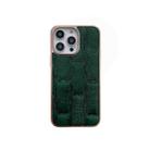 For iPhone 14 Pro Nano Electroplate Mahjong Texture Leather Phone Case(Green) - 1