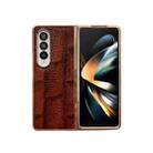 For Samsung Galaxy Z Fold4 Nano Electroplate Mahjong Texture Leather Phone Case(Brown) - 1