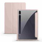 For Samsung Galaxy Tab S7 Acrylic 3-folding Smart Leather Tablet Case(Ice Pink) - 1