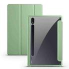 For Samsung Galaxy Tab S7+ Acrylic 3-folding Smart Leather Tablet Case(Green) - 1