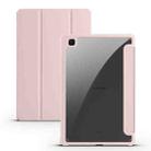 For Samsung Galaxy Tab S6 Lite Acrylic 3-folding Smart Leather Tablet Case(Ice Pink) - 1