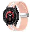 For Samsung Galaxy Watch 5 Pro Two-color Silver Buckle Silicone Watch Band(Pink White) - 1