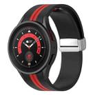 For Samsung Galaxy Watch 5 Pro Two-color Silver Buckle Silicone Watch Band(Black Red) - 1