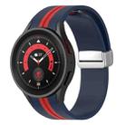 For Samsung Galaxy Watch 5 Pro Two-color Silver Buckle Silicone Watch Band(Midnight Blue Red) - 1