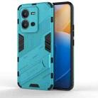 For vivo V25 5G Global PC + TPU Shockproof Phone Case with Invisible Holder(Blue) - 1