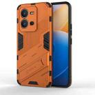 For vivo V25 5G Global PC + TPU Shockproof Phone Case with Invisible Holder(Orange) - 1