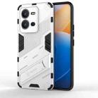 For vivo V25 5G Global PC + TPU Shockproof Phone Case with Invisible Holder(White) - 1