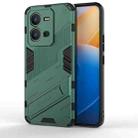 For vivo V25 5G Global PC + TPU Shockproof Phone Case with Invisible Holder(Green) - 1