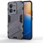 For vivo V25 5G Global PC + TPU Shockproof Phone Case with Invisible Holder(Grey) - 1
